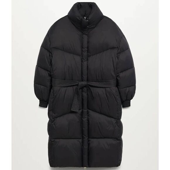 Mango Puffer Oversized Padded Coat Belted New - Picture 2 of 4